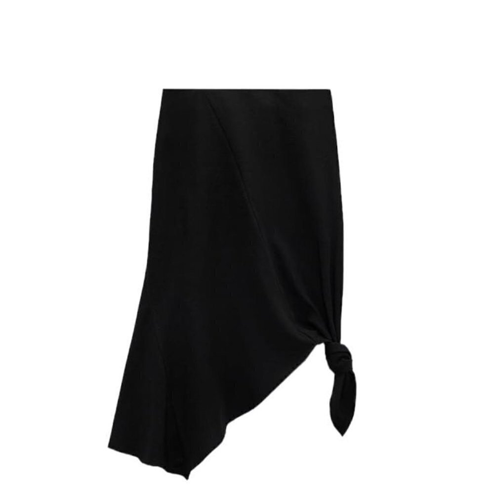 ZARA ASYMMETRIC LINEN BLEND SKIRT BLACK SIZE Small| 7385/434/800 Linen